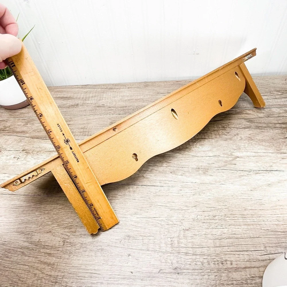 Vintage Gold Wooden Plate Shelf - Vintage Wood Curio